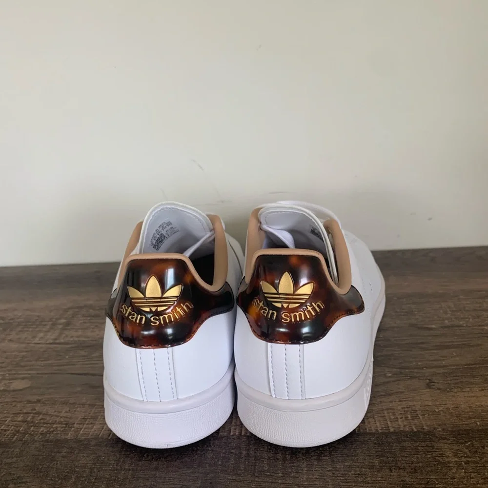 adidas Stan Smith White with Brown Accent Sneakers - Picture 8 of 10